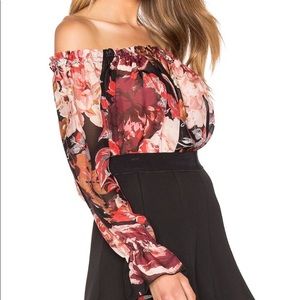 Elizabeth and James Silk Floral Off Shoulder Top